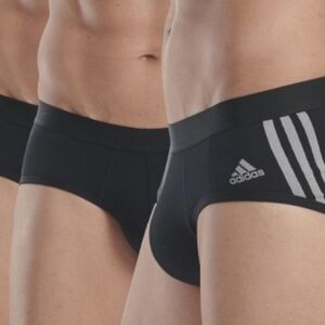 Adidas Men's 3 Pack  Brief Active Flex Cotton 3 Stripes Black Size Medium